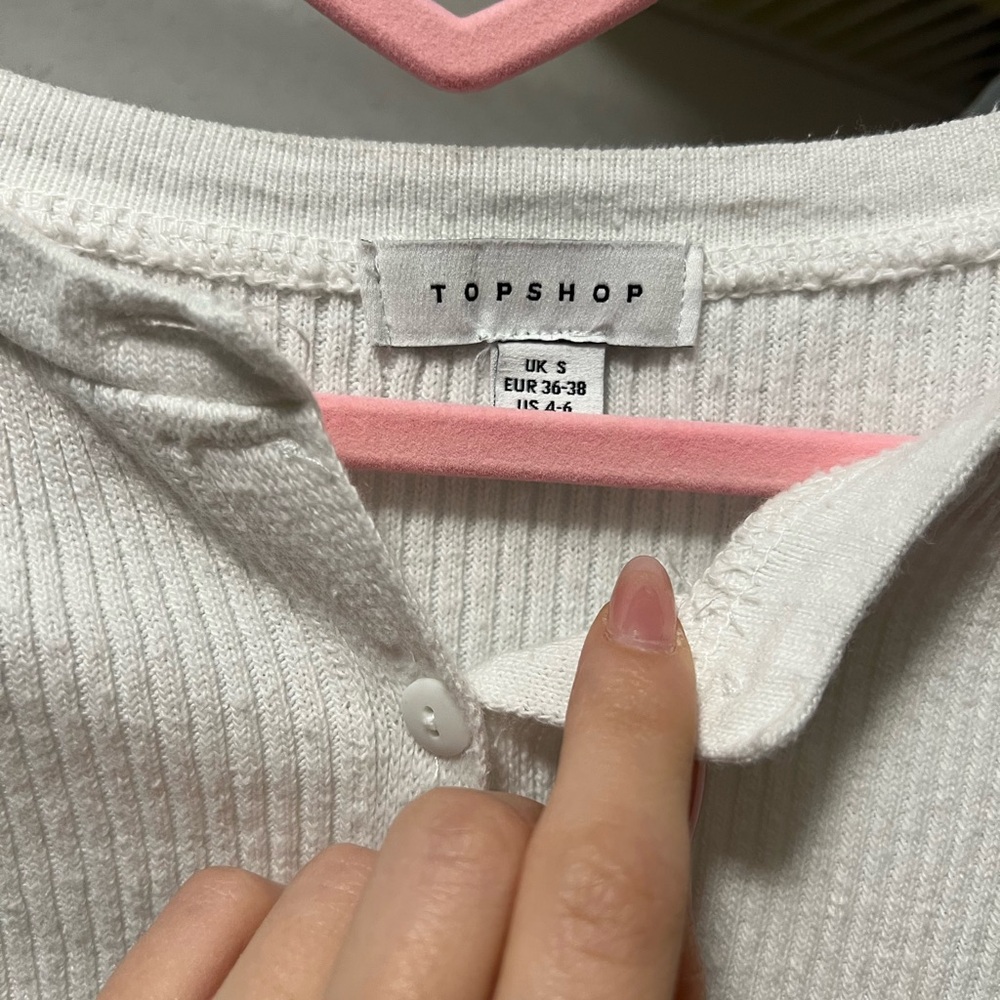 White Ribbed Button-Up Cardigan - Picture 3 of 3